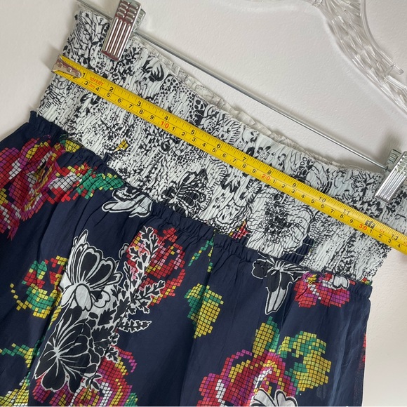 Jasmine Womens Boho Navy Floral Pixel-Print Smocked Mini Skirt Size Small NWT - Picture 10 of 12